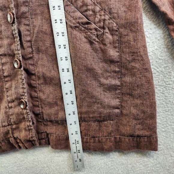 Flax Top Womens M Brown Linen Tunic Lagenlook Artsy Boho Neutral Modest Loose - Picture 11 of 13